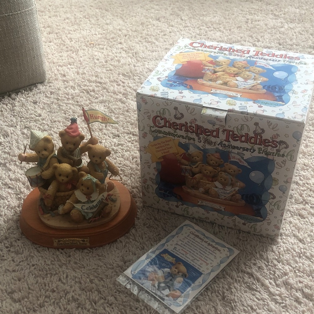 Cherished Teddies Celebration Figurine - Brown and Cream